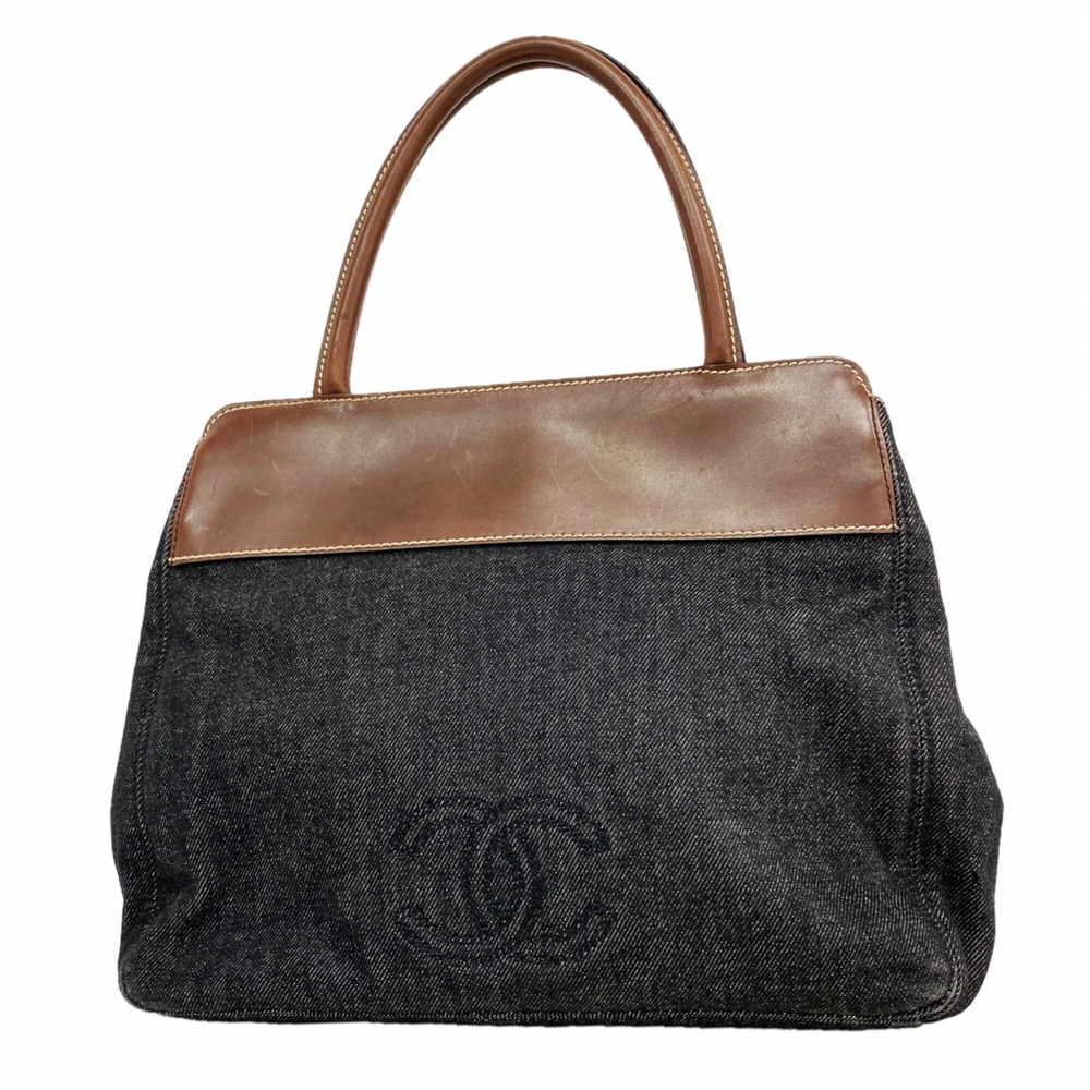 Chanel Denim Tote Bag, Black/Brown, Women's, P3184650